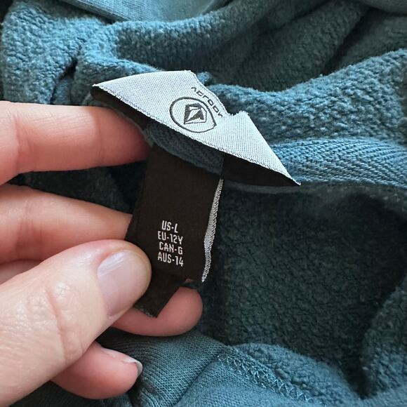 Volcom Teal Blue Hoodie Sweatshirt - Size Large - Picture 6 of 8